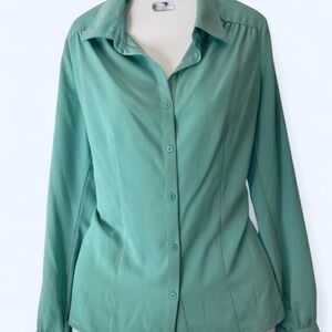 Teal button up blouse S East 5th
